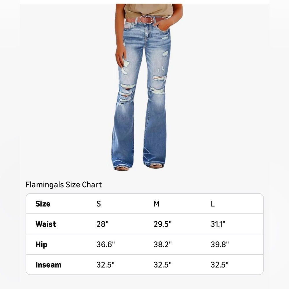 Classic Distressed Flare Jeans - Light Blue - Picture 5 of 12